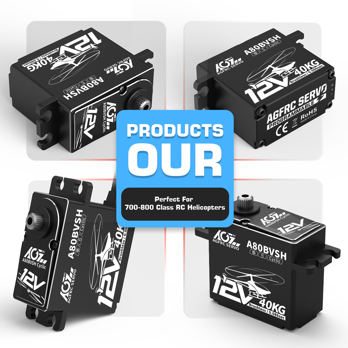 AGFRC A80BVSH Cyclic 40KG 0.08 - Rc Helicopter Battery 评论和价格